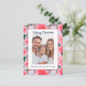 Lebhaftes rosa tropisches Weihnachtsfest-Foto Feiertagspostkarte (Stehend Vorderseite)