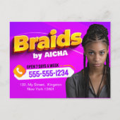 Lebhaftes, rosa und gelbes afrikanisches Haarflech Postkarte (Vorderseite)