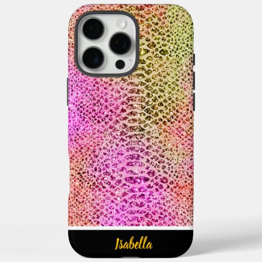 Lebhaftes rosa und grünes Snakeskin-Design Case-Mate iPhone Hülle (Rückseite)