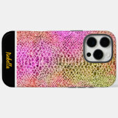 Lebhaftes rosa und grünes Snakeskin-Design Case-Mate iPhone Hülle (Rückseite (Horizontal))