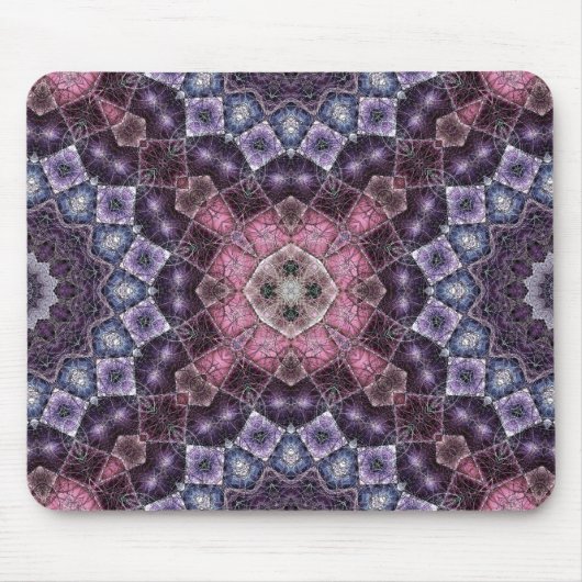 Lebhaftes rosa und Lila Mandala-Webmuster Mousepad (Vorne)