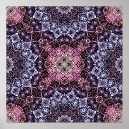 Lebhaftes rosa und Lila Mandala-Webmuster Poster (Vorne)