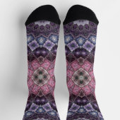 Lebhaftes rosa und Lila Mandala-Webmuster Socken (Oben)