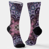 Lebhaftes rosa und Lila Mandala-Webmuster Socken (Gewinkelt)
