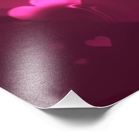 Lebhaftes Rosa und Rotes Bokeh Herz der Liebe Fotodruck (Ecke)