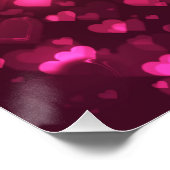 Lebhaftes Rosa und Rotes Bokeh Herz der Liebe Poster (Ecke)