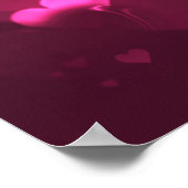 Lebhaftes Rosa und Rotes Bokeh Herz der Liebe Poster (Ecke)