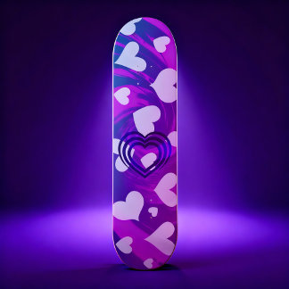 Lebhaftes rosa und weißes Herzmuster Skateboard