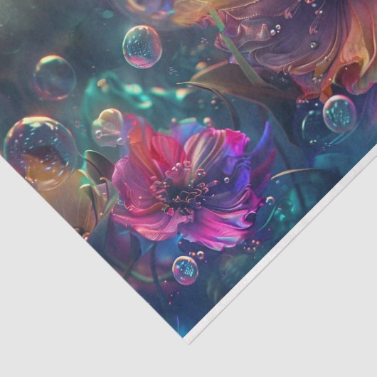 Lebhaftes rosafarbenes, Aquamarines Blumendekoupag Seidenpapier (Ausschnitt)