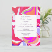 Lebhaftes rosafarbenes Brautparty Einladung (Stehend Vorderseite)