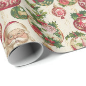 Lebhaftes Rot-Grün-Ornament-Holly-Array Geschenkpapier (Rolleneckpunkt)