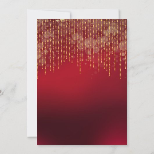 Lebhaftes Rot- und Goldblatt ELEGANT WEDDING Einladung (Rückseite)