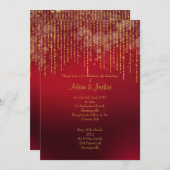 Lebhaftes Rot- und Goldblatt ELEGANT WEDDING Einladung (Vorne/Hinten)