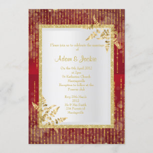 Lebhaftes Rot- und Goldblatt ELEGANT WEDDING Einladung