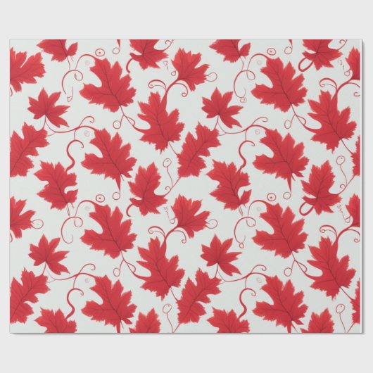 Lebhaftes rotes Ahornleaf-Muster Geschenkpapier (Flach)
