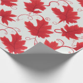 Lebhaftes rotes Ahornleaf-Muster Geschenkpapier (Ecke)