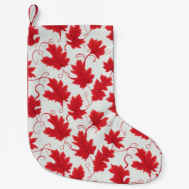 Lebhaftes rotes Ahornleaf-Muster Kleiner Weihnachtsstrumpf