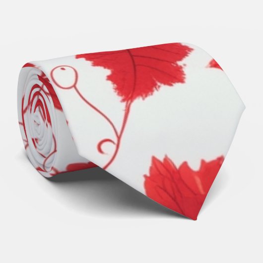 Lebhaftes rotes Ahornleaf-Muster Krawatte (Gerollt)