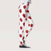 Lebhaftes rotes Ahornleaf-Muster Leggings (Rechts)