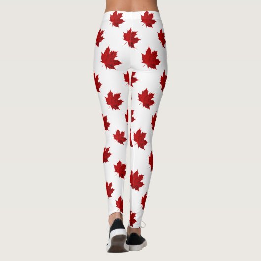 Lebhaftes rotes Ahornleaf-Muster Leggings (Rückseite)
