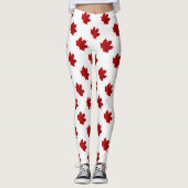 Lebhaftes rotes Ahornleaf-Muster Leggings (Vorderseite)