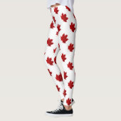Lebhaftes rotes Ahornleaf-Muster Leggings (Links)