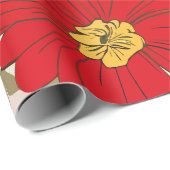 Lebhaftes rotes Blumenmuster mit Olive Green Blätt Geschenkpapier (Rolleneckpunkt)