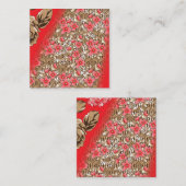 Lebhaftes rotes Gewebe, mit viel Blumen und Begleitkarte (Vorne/Hinten)