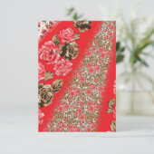 Lebhaftes rotes Gewebe, mit viel Blumen und Karte (Stehend Vorderseite)