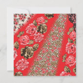Lebhaftes rotes Gewebe, mit viel Blumen und Karte (Rückseite)