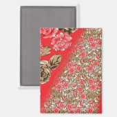Lebhaftes rotes Gewebe, mit viel Blumen und Magnet (Vorderseite/Rückseite)