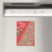 Lebhaftes rotes Gewebe, mit viel Blumen und Magnet (In Situ (Geschirrspüler))