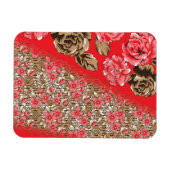 Lebhaftes rotes Gewebe, mit viel Blumen und Magnet (Horizontal)