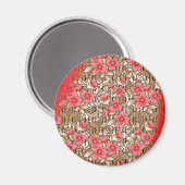 Lebhaftes rotes Gewebe, mit viel Blumen und Magnet (Vorderseite/Rückseite)