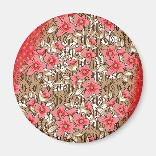 Lebhaftes rotes Gewebe, mit viel Blumen und Magnet (Vorne)