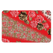 Lebhaftes rotes Gewebe, mit viel Blumen und Magnet (Horizontal)
