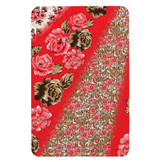 Lebhaftes rotes Gewebe, mit viel Blumen und Magnet (Vertikal)