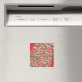 Lebhaftes rotes Gewebe, mit viel Blumen und Magnet (In Situ (Geschirrspüler))