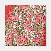 Lebhaftes rotes Gewebe, mit viel Blumen und Magnet (Vorne)