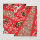 Lebhaftes rotes Gewebe, mit viel Blumen und Postkarte (Vorne/Hinten)