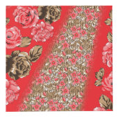 Lebhaftes rotes Gewebe, mit viel Blumen und Würfel (Vorderseite)