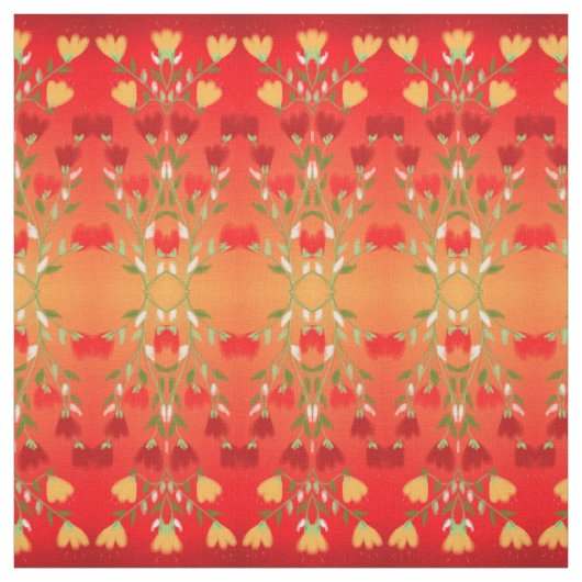 Lebhaftes rotes Gold mit Grün Stoff (Muster)