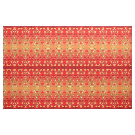 Lebhaftes rotes Gold mit Grün Stoff (Fat Quarter (45,7 x 55,9 cm))