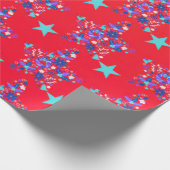 Lebhaftes rotes Gradient florales Star Muster wrap Geschenkpapier (Ecke)