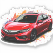 Lebhaftes rotes, modernes Auto Aufkleber (Vorderseite)