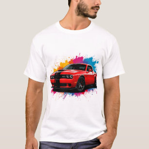 Lebhaftes rotes Muscle-Car T-Shirt