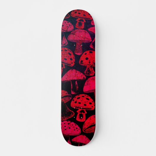 Lebhaftes rotes Mushroom-Muster Skateboard (Vorne)