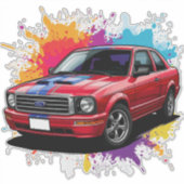 Lebhaftes rotes Muskelauto Aufkleber (Vorderseite)