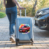 Lebhaftes rotes Muskelauto Aufkleber (Koffer Insitu)