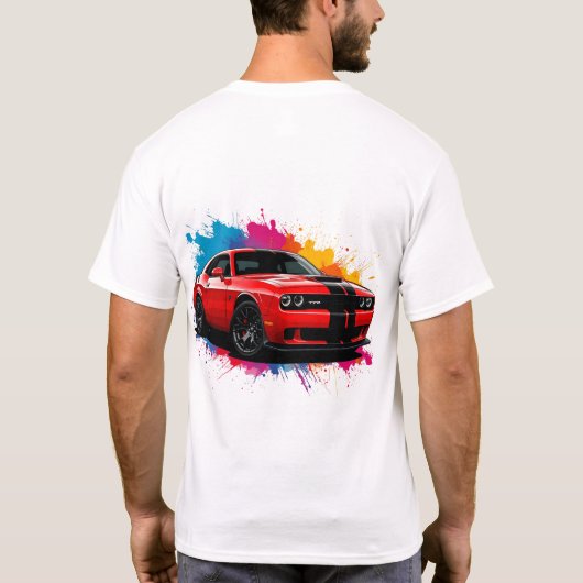 Lebhaftes rotes Muskelauto T-Shirt (Rückseite)